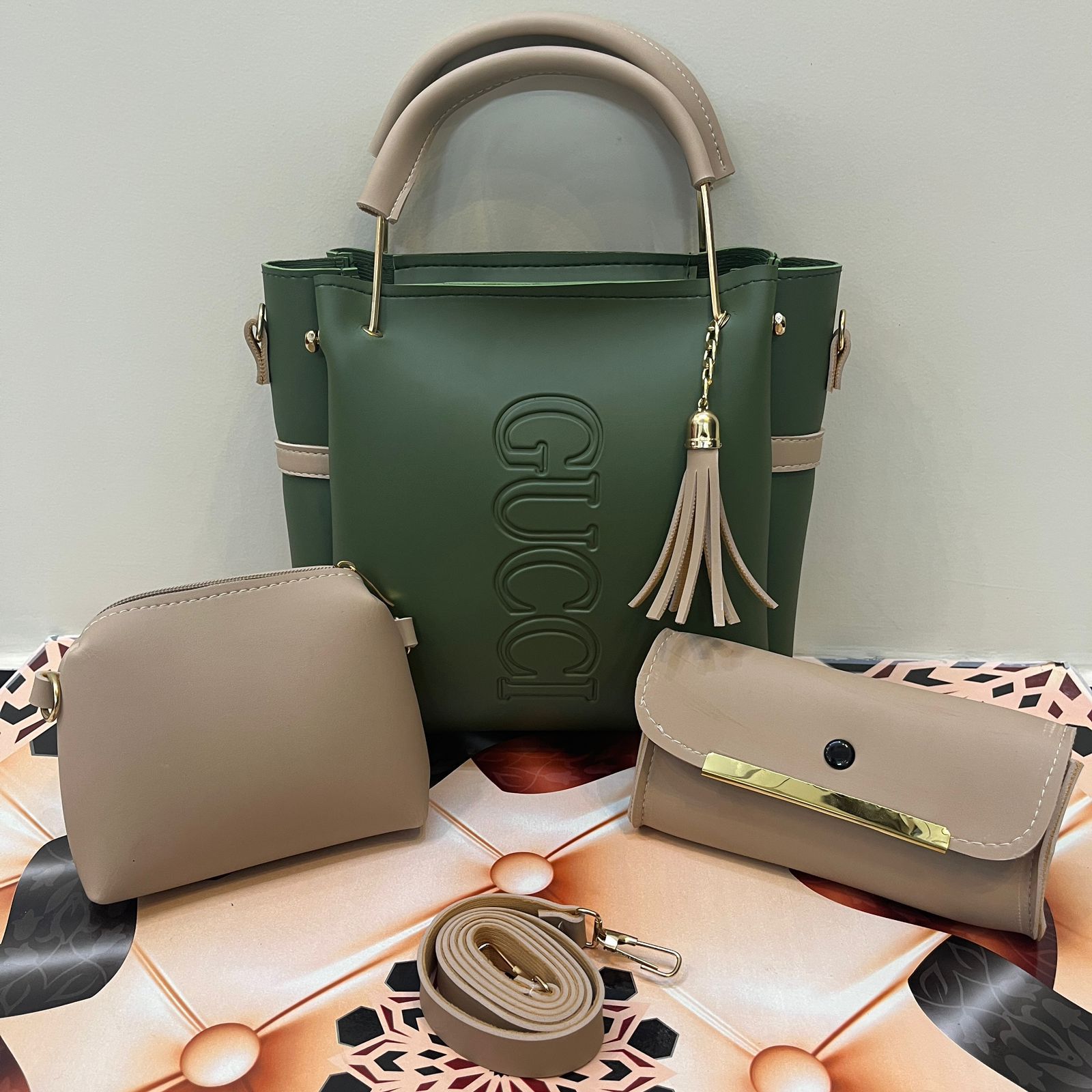 Gucci 3 PC's Set With Cloud Bag And Clutch Wallet