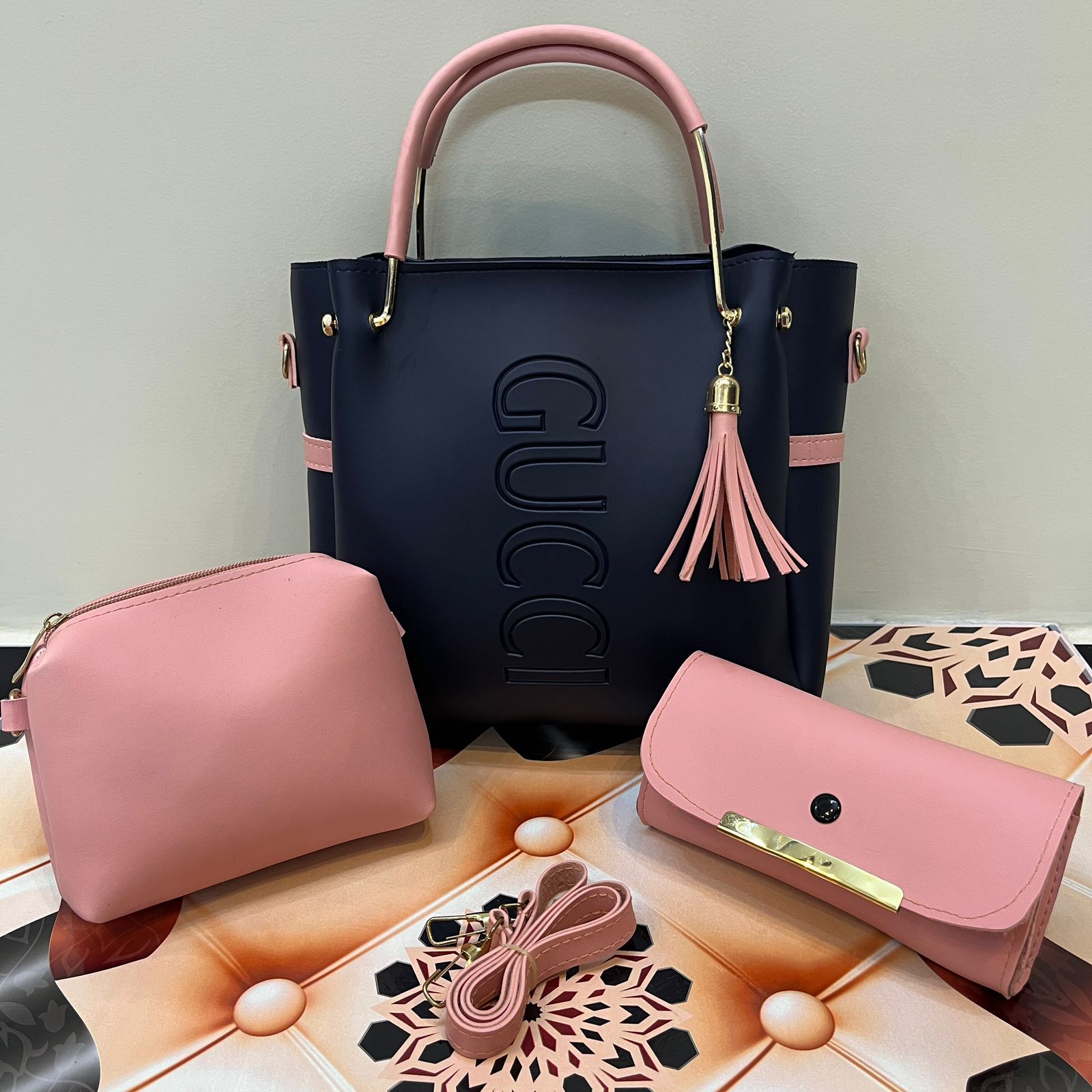 Gucci 3 PC's Set With Cloud Bag And Clutch Wallet