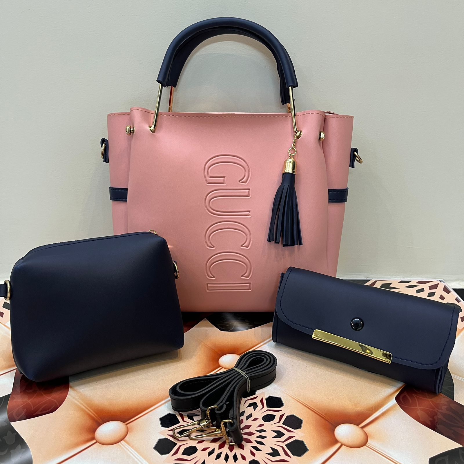 Gucci 3 PC's Set With Cloud Bag And Clutch Wallet